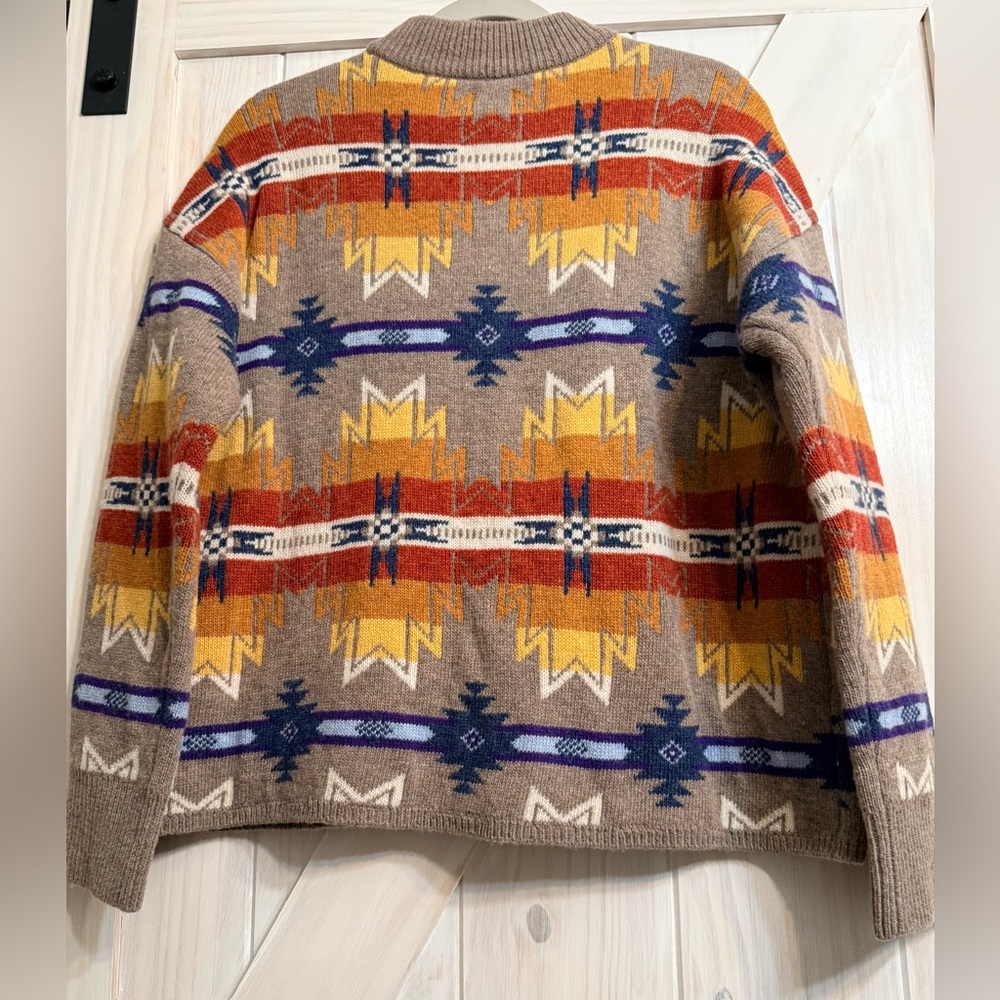 NWT Faherty Artist Goodfeather Desert Earth Fire original design sweater size M - Picture 6 of 10